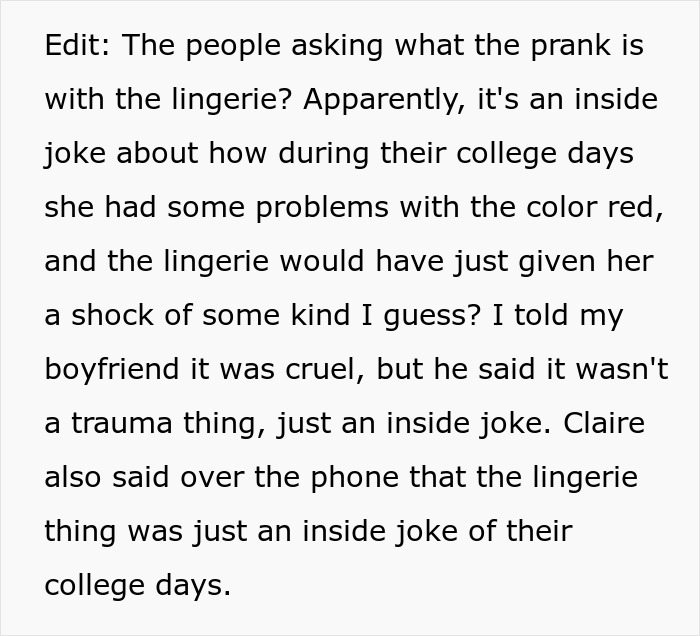 Woman Is Told She’s “Overreacting And Conservative” After Her Reaction To Lingerie Prank Woman Is Told She’s “Overreacting And Conservative” After Her Reaction To Lingerie Prank