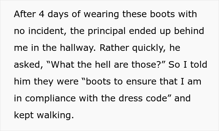 Teacher Banned From Wearing Sneakers Due To Dress Code, Responds With Goth Platform Boots Teacher Banned From Wearing Sneakers Due To Dress Code, Responds With Goth Platform Boots