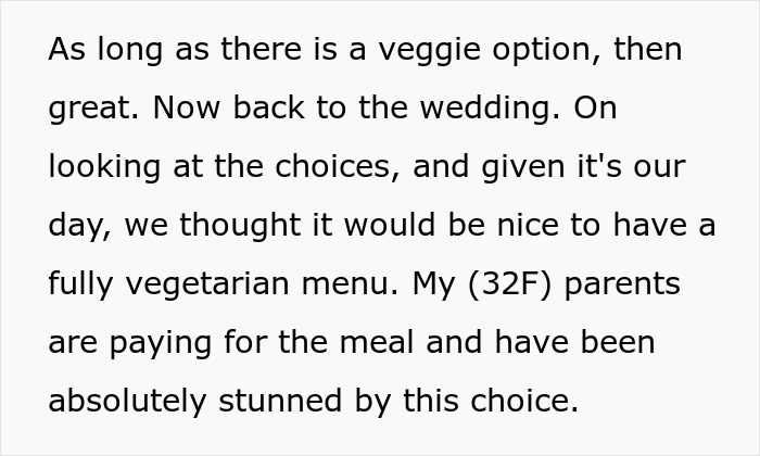 “Disrespectful”: Couple Called Out For Their Vegetarian Wedding Menu, Ask Who’s In The Wrong “Disrespectful”: Couple Called Out For Their Vegetarian Wedding Menu, Ask Who’s In The Wrong