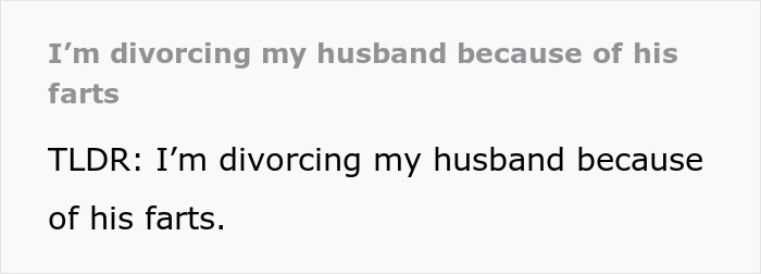 Husband Loves Making Himself As Flatulent As Possible, Ends Up A Divorcee After Wife Snaps Husband Loves Making Himself As Flatulent As Possible, Ends Up A Divorcee After Wife Snaps
