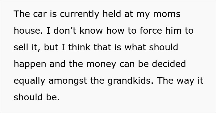 Mom Forces Son To Sell A Car He Inherited From Grandpa To Share With Family, Gets A Reality Check Mom Forces Son To Sell A Car He Inherited From Grandpa To Share With Family, Gets A Reality Check