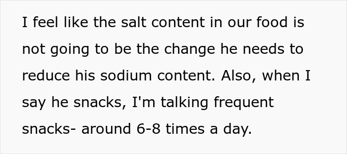 Woman Refuses To Cut Salt From Meals Completely Because Of BF’s Blood Pressure, He Turns “Salty” Woman Refuses To Cut Salt From Meals Completely Because Of BF’s Blood Pressure, He Turns “Salty”