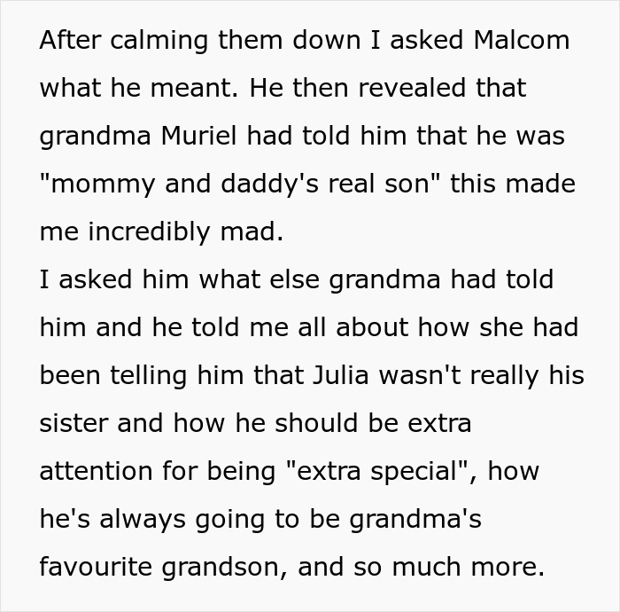 Mom Is Appalled To Learn MIL Filled 8YO Son's Head With Hate Towards Adopted 5YO Sister Mom Is Appalled To Learn MIL Filled 8YO Son's Head With Hate Towards Adopted 5YO Sister