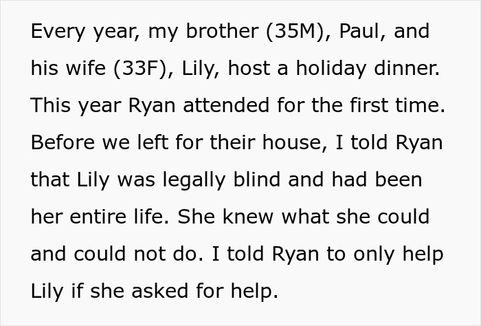 Guy Removed From Dinner Party For Babying And "Helping" Blind Woman Far Too Much Guy Removed From Dinner Party For Babying And "Helping" Blind Woman Far Too Much