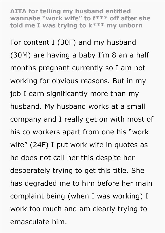 Man Reports His Wannabe “Work Wife” To HR When She Accuses His Wife Of Trying To Harm Their Baby Man Reports His Wannabe “Work Wife” To HR When She Accuses His Wife Of Trying To Harm Their Baby