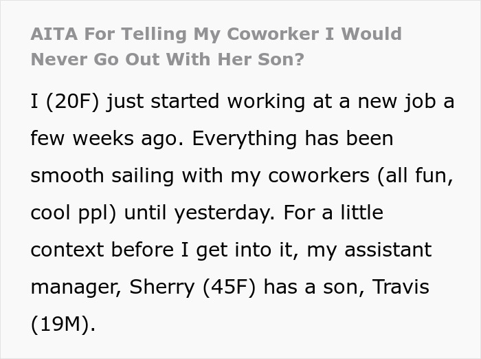 20YO Woman Agrees To Date With Coworker’s Son, Changes Mind When She Discovers He Can’t Feed Himself 20YO Woman Agrees To Date With Coworker’s Son, Changes Mind When She Discovers He Can’t Feed Himself