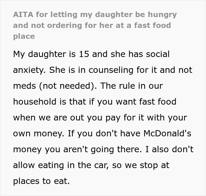 Dad Takes Hungry 15YO To Fast Food Place, Tells Her To Order Her Food, She Can’t Do It Dad Takes Hungry 15YO To Fast Food Place, Tells Her To Order Her Food, She Can’t Do It
