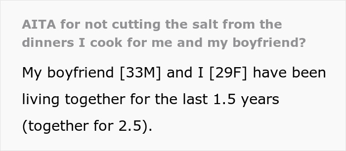 Woman Refuses To Cut Salt From Meals Completely Because Of BF’s Blood Pressure, He Turns “Salty” Woman Refuses To Cut Salt From Meals Completely Because Of BF’s Blood Pressure, He Turns “Salty”