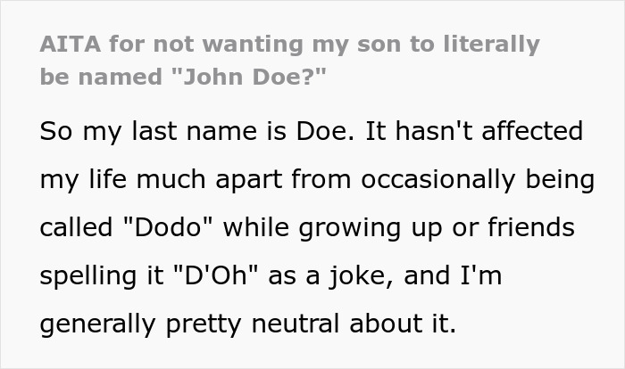 Husband Refuses To Name Son 'John Doe' Thinking About The Problems He'll Face, Upsets Wife Husband Refuses To Name Son 'John Doe' Thinking About The Problems He'll Face, Upsets Wife