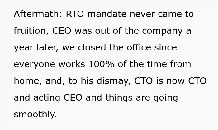 “Lead By Example”: CEO Forced To Backtrack His Return-To-Office Policy After Malicious Compliance “Lead By Example”: CEO Forced To Backtrack His Return-To-Office Policy After Malicious Compliance