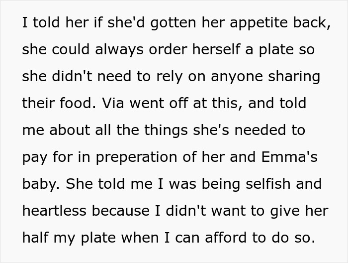 Man Called Selfish And Heartless For Not Sharing Half Of His Food With A Pregnant Woman Man Called Selfish And Heartless For Not Sharing Half Of His Food With A Pregnant Woman