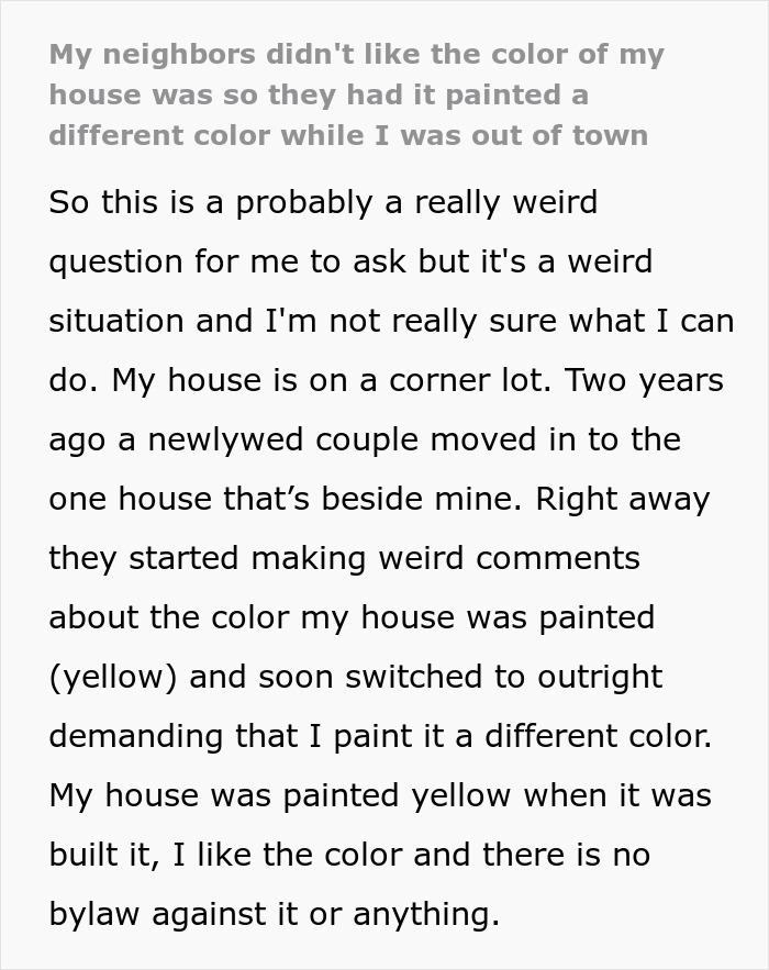 “Called The Police On Me”: Woman Shocked After Neighbors Paint Her House While She’s Away “Called The Police On Me”: Woman Shocked After Neighbors Paint Her House While She’s Away