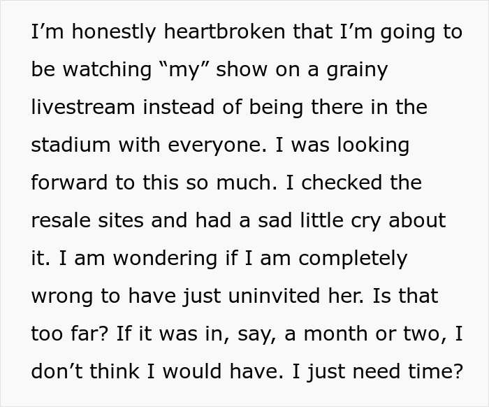 Woman Finds Out Friend Gave Her Ticket Concert Away, Kicks Her Out From Brunch and Upcoming Party Woman Finds Out Friend Gave Her Ticket Concert Away, Kicks Her Out From Brunch and Upcoming Party