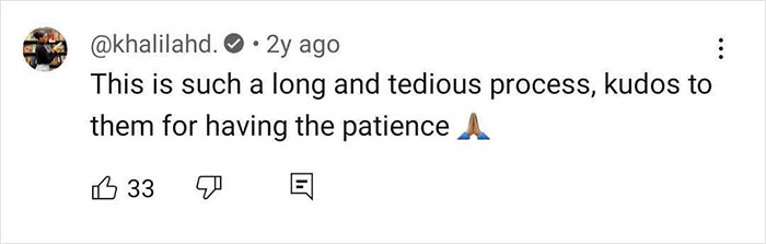 Comment praising makeup artist's patience in covering a large tattoo. Comment praising makeup artist's patience in covering a large tattoo.