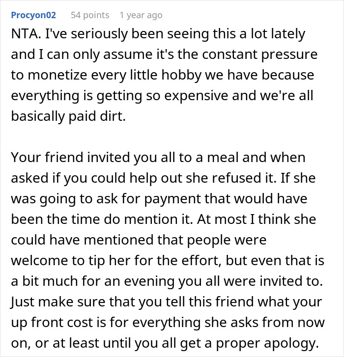 Unexpected Dinner Party Charge Leaves Guests Outraged: “I Didn’t Do This For Free” Unexpected Dinner Party Charge Leaves Guests Outraged: “I Didn’t Do This For Free”