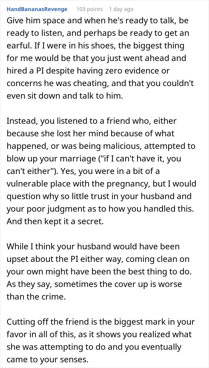 Friend Falsely Convinces Woman Her Husband Is Cheating, She Hires A PI And Lives To Regret It Friend Falsely Convinces Woman Her Husband Is Cheating, She Hires A PI And Lives To Regret It