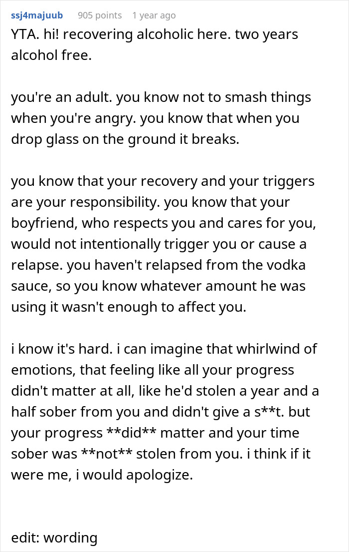 “He’s Been Lacing My Food For Years”: Former Alcoholic GF Explodes As BF Used Vodka For Making Sauce “He’s Been Lacing My Food For Years”: Former Alcoholic GF Explodes As BF Used Vodka For Making Sauce