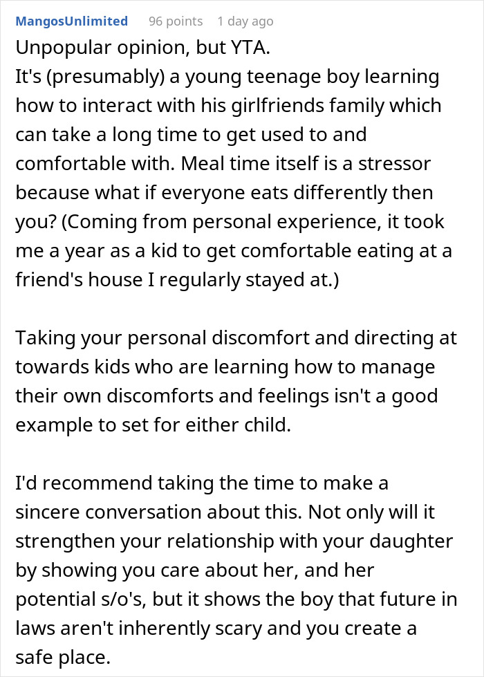 “AITA If I Asked My Daughter’s Deipnophobic Boyfriend Not To Come Over When We Are Eating?” “AITA If I Asked My Daughter’s Deipnophobic Boyfriend Not To Come Over When We Are Eating?”