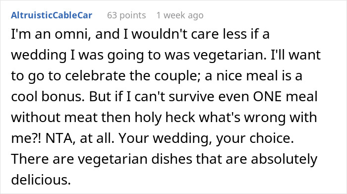 “Disrespectful”: Couple Called Out For Their Vegetarian Wedding Menu, Ask Who’s In The Wrong “Disrespectful”: Couple Called Out For Their Vegetarian Wedding Menu, Ask Who’s In The Wrong