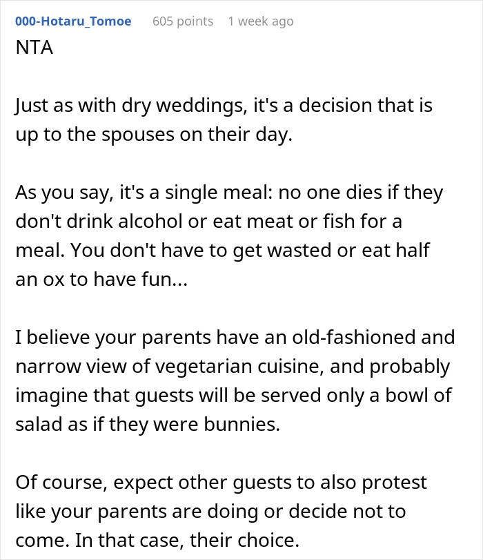“Disrespectful”: Couple Called Out For Their Vegetarian Wedding Menu, Ask Who’s In The Wrong “Disrespectful”: Couple Called Out For Their Vegetarian Wedding Menu, Ask Who’s In The Wrong