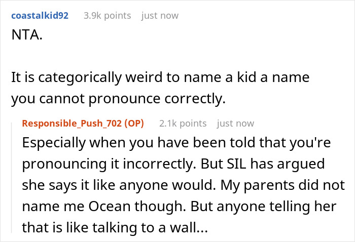 Woman Feels BIL Is Ungrateful When She Wants To Name Baby After Him, He Asks Her To Say It Right Woman Feels BIL Is Ungrateful When She Wants To Name Baby After Him, He Asks Her To Say It Right