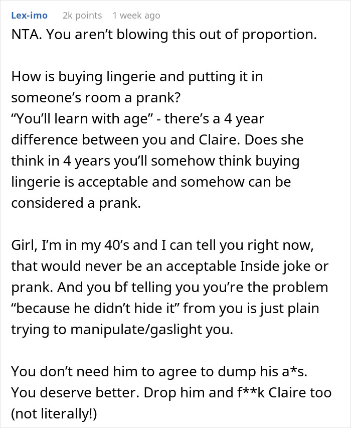 Woman Is Told She’s “Overreacting And Conservative” After Her Reaction To Lingerie Prank Woman Is Told She’s “Overreacting And Conservative” After Her Reaction To Lingerie Prank