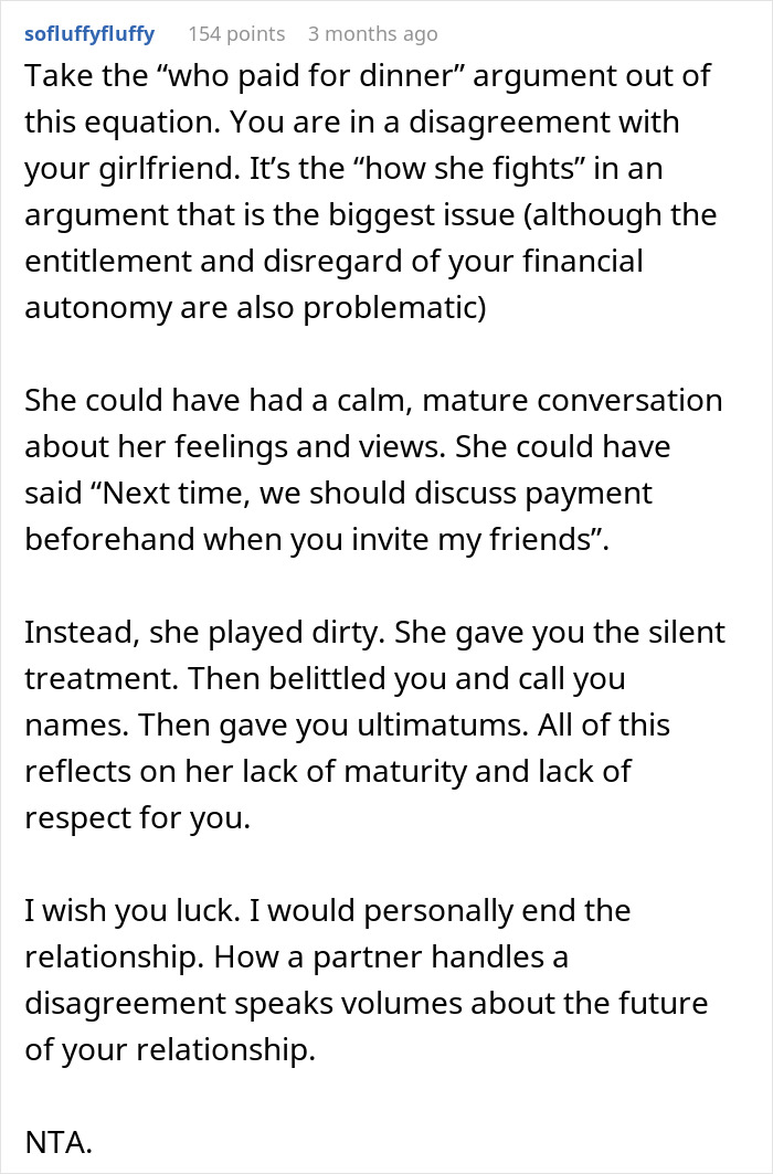 Man Dumps GF After She Expects Him To Foot $1,100 Bill Since He’s “The Man,” Starts To Regret It Man Dumps GF After She Expects Him To Foot $1,100 Bill Since He’s “The Man,” Starts To Regret It