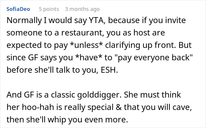 Man Dumps GF After She Expects Him To Foot $1,100 Bill Since He’s “The Man,” Starts To Regret It Man Dumps GF After She Expects Him To Foot $1,100 Bill Since He’s “The Man,” Starts To Regret It