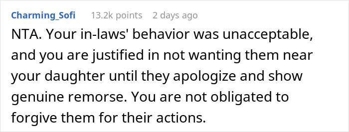 "AITA For Refusing To Let My In-Laws See My Daughter After What They Did During Her Birth?": Mom Shares Story "AITA For Refusing To Let My In-Laws See My Daughter After What They Did During Her Birth?": Mom Shares Story