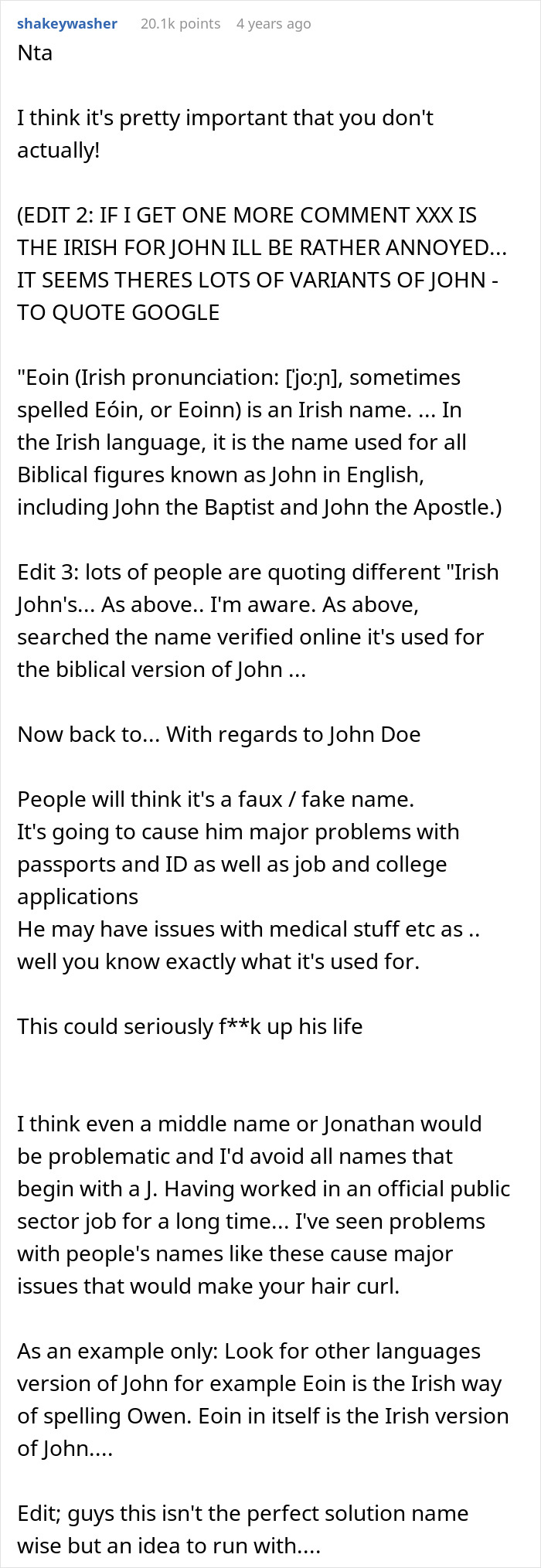 Husband Refuses To Name Son 'John Doe' Thinking About The Problems He'll Face, Upsets Wife Husband Refuses To Name Son 'John Doe' Thinking About The Problems He'll Face, Upsets Wife