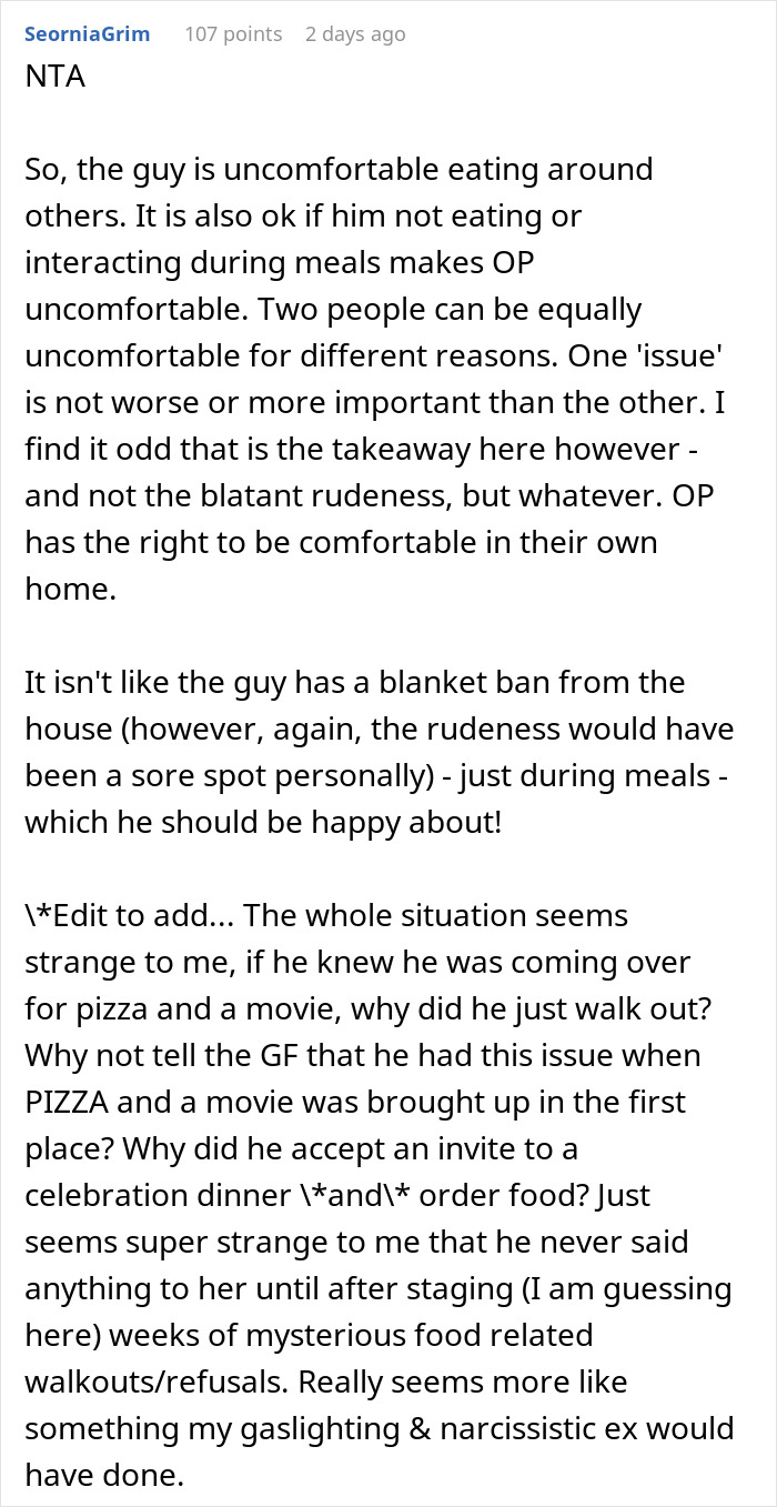 “AITA If I Asked My Daughter’s Deipnophobic Boyfriend Not To Come Over When We Are Eating?” “AITA If I Asked My Daughter’s Deipnophobic Boyfriend Not To Come Over When We Are Eating?”