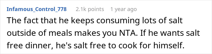 Woman Refuses To Cut Salt From Meals Completely Because Of BF’s Blood Pressure, He Turns “Salty” Woman Refuses To Cut Salt From Meals Completely Because Of BF’s Blood Pressure, He Turns “Salty”
