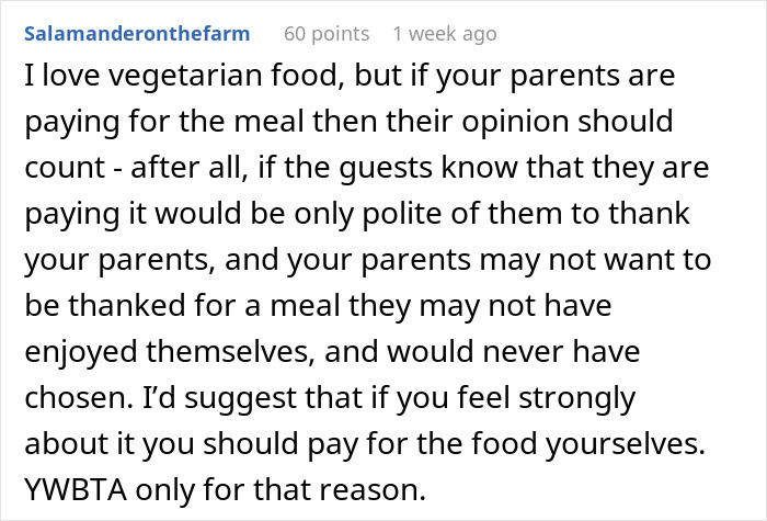 “Disrespectful”: Couple Called Out For Their Vegetarian Wedding Menu, Ask Who’s In The Wrong “Disrespectful”: Couple Called Out For Their Vegetarian Wedding Menu, Ask Who’s In The Wrong