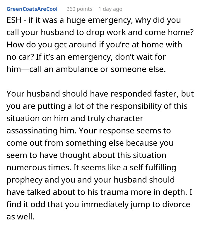 "AITA For Divorcing My Husband Because He Spent 10 Minutes In The Car During A Family Emergency?" "AITA For Divorcing My Husband Because He Spent 10 Minutes In The Car During A Family Emergency?"