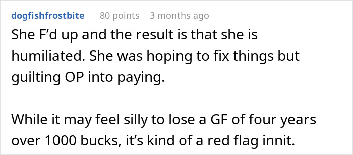 Man Dumps GF After She Expects Him To Foot $1,100 Bill Since He’s “The Man,” Starts To Regret It Man Dumps GF After She Expects Him To Foot $1,100 Bill Since He’s “The Man,” Starts To Regret It