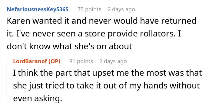 Lady Tries To Grab Man’s Rollator Wanting To Use It For Herself, Follows Him To His Car Lady Tries To Grab Man’s Rollator Wanting To Use It For Herself, Follows Him To His Car