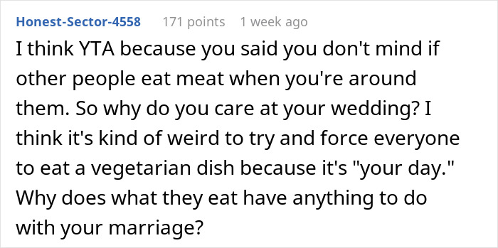 “Disrespectful”: Couple Called Out For Their Vegetarian Wedding Menu, Ask Who’s In The Wrong “Disrespectful”: Couple Called Out For Their Vegetarian Wedding Menu, Ask Who’s In The Wrong