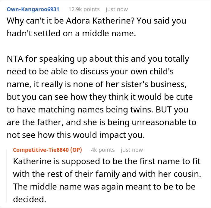 Man Sparks Family Feud By Rejecting SIL's Timeless Baby Name Idea For His Own Daughter Man Sparks Family Feud By Rejecting SIL's Timeless Baby Name Idea For His Own Daughter