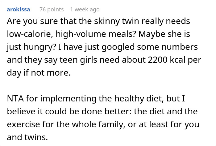 Parent Denies Punishing Their Skinny Twin After She Discovers True Motive Behind Family's Diet Shift Parent Denies Punishing Their Skinny Twin After She Discovers True Motive Behind Family's Diet Shift