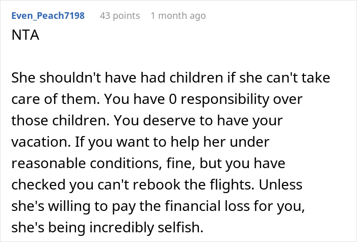 Sister Shocked When Woman Refuses To Cancel Fully Paid Vacation To Babysit Last-Minute Sister Shocked When Woman Refuses To Cancel Fully Paid Vacation To Babysit Last-Minute