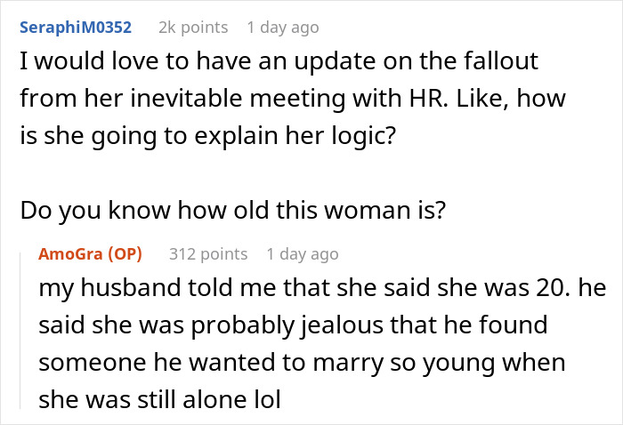 Lady Reports Guy To HR After Accusing Him Of Being Groomed Despite Only 5-Month Age Gap With Spouse Lady Reports Guy To HR After Accusing Him Of Being Groomed Despite Only 5-Month Age Gap With Spouse