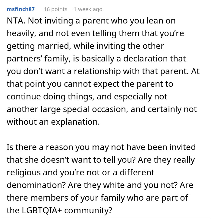 Mom-To-Be Doesn't See A Big Deal In Not Inviting Dad To Wedding, Stepmom Cancels Baby Shower Mom-To-Be Doesn't See A Big Deal In Not Inviting Dad To Wedding, Stepmom Cancels Baby Shower