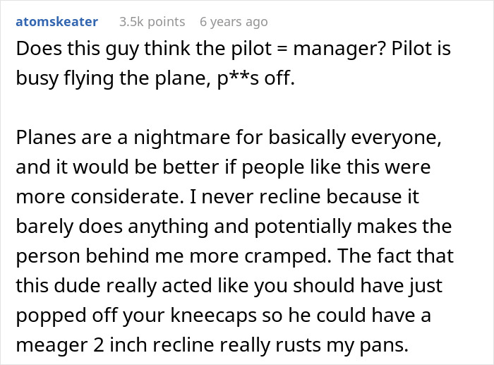 "I Wasn't Talking To You": Entitled Passenger Demands Reclining Seat, Gets Owned By The Copilot "I Wasn't Talking To You": Entitled Passenger Demands Reclining Seat, Gets Owned By The Copilot