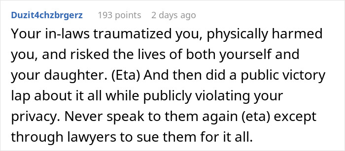 "AITA For Refusing To Let My In-Laws See My Daughter After What They Did During Her Birth?": Mom Shares Story "AITA For Refusing To Let My In-Laws See My Daughter After What They Did During Her Birth?": Mom Shares Story