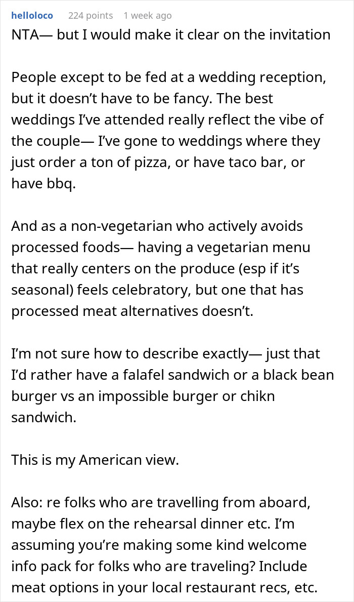 “Disrespectful”: Couple Called Out For Their Vegetarian Wedding Menu, Ask Who’s In The Wrong “Disrespectful”: Couple Called Out For Their Vegetarian Wedding Menu, Ask Who’s In The Wrong