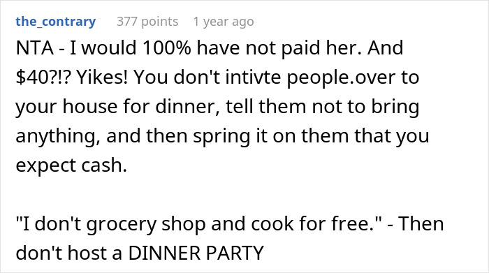 Unexpected Dinner Party Charge Leaves Guests Outraged: “I Didn’t Do This For Free” Unexpected Dinner Party Charge Leaves Guests Outraged: “I Didn’t Do This For Free”