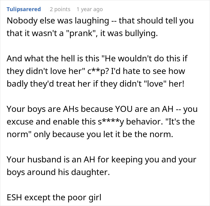 Mom Defends Her Sons’ Birthday Prank Directed At Her Stepdaughter, Folks Online Tear Her To Shreds Mom Defends Her Sons’ Birthday Prank Directed At Her Stepdaughter, Folks Online Tear Her To Shreds