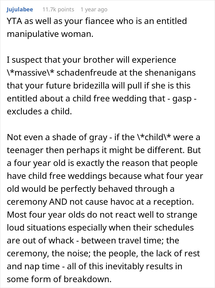 Guy Decides To Skip Only Brother’s Wedding As His Fiancée’s Kid Is Not Invited, Upsets Family Guy Decides To Skip Only Brother’s Wedding As His Fiancée’s Kid Is Not Invited, Upsets Family