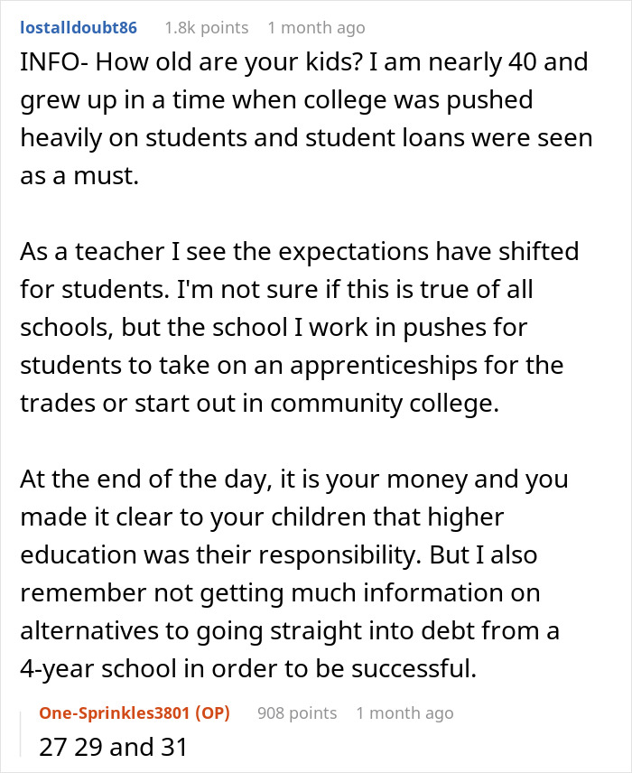 Children Ask Dad To Fund College Debts With Their Grandma's Fortune, Face A Flat-Out No From Him Children Ask Dad To Fund College Debts With Their Grandma's Fortune, Face A Flat-Out No From Him