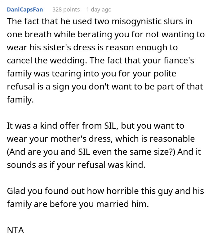 Man Defends Sister After Fiancée Refuses To Wear Her Wedding Dress, Ends Up Single Man Defends Sister After Fiancée Refuses To Wear Her Wedding Dress, Ends Up Single